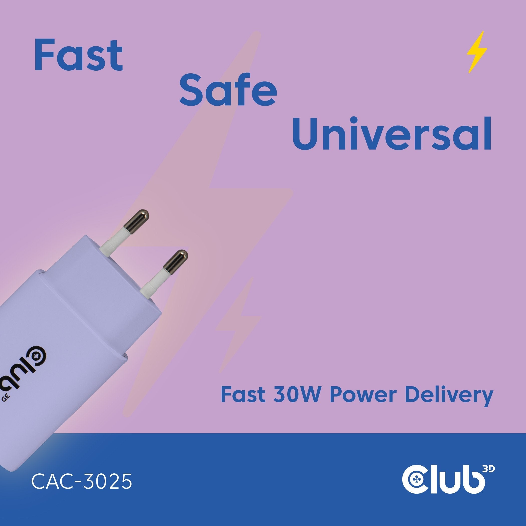 Club3d Lifemyle Cargador Usb-C 30watt, 2mk Lila Retail