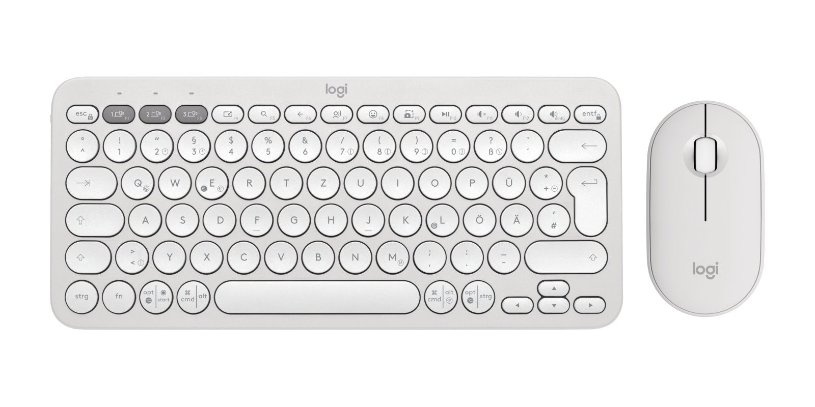 Logitech Pebble 2 Combo Set, Weiss, Cablelos, Deutsch, 920-012204