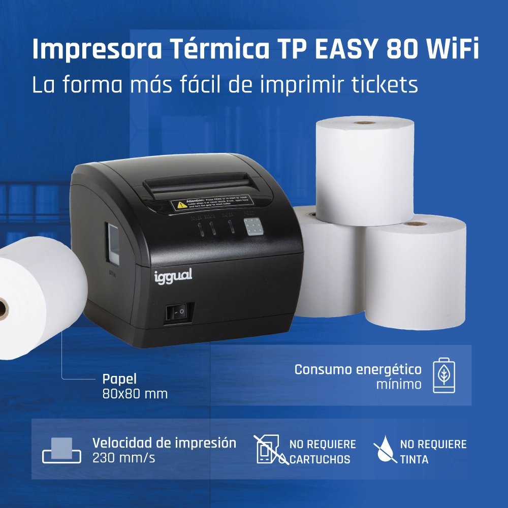 EAN 8435364319321 - iggual TP Easy 80 WiFi 203 x 203 DPI Inalámbrico y alámbrico Transferencia térmica Impresora de recibos imagen 2