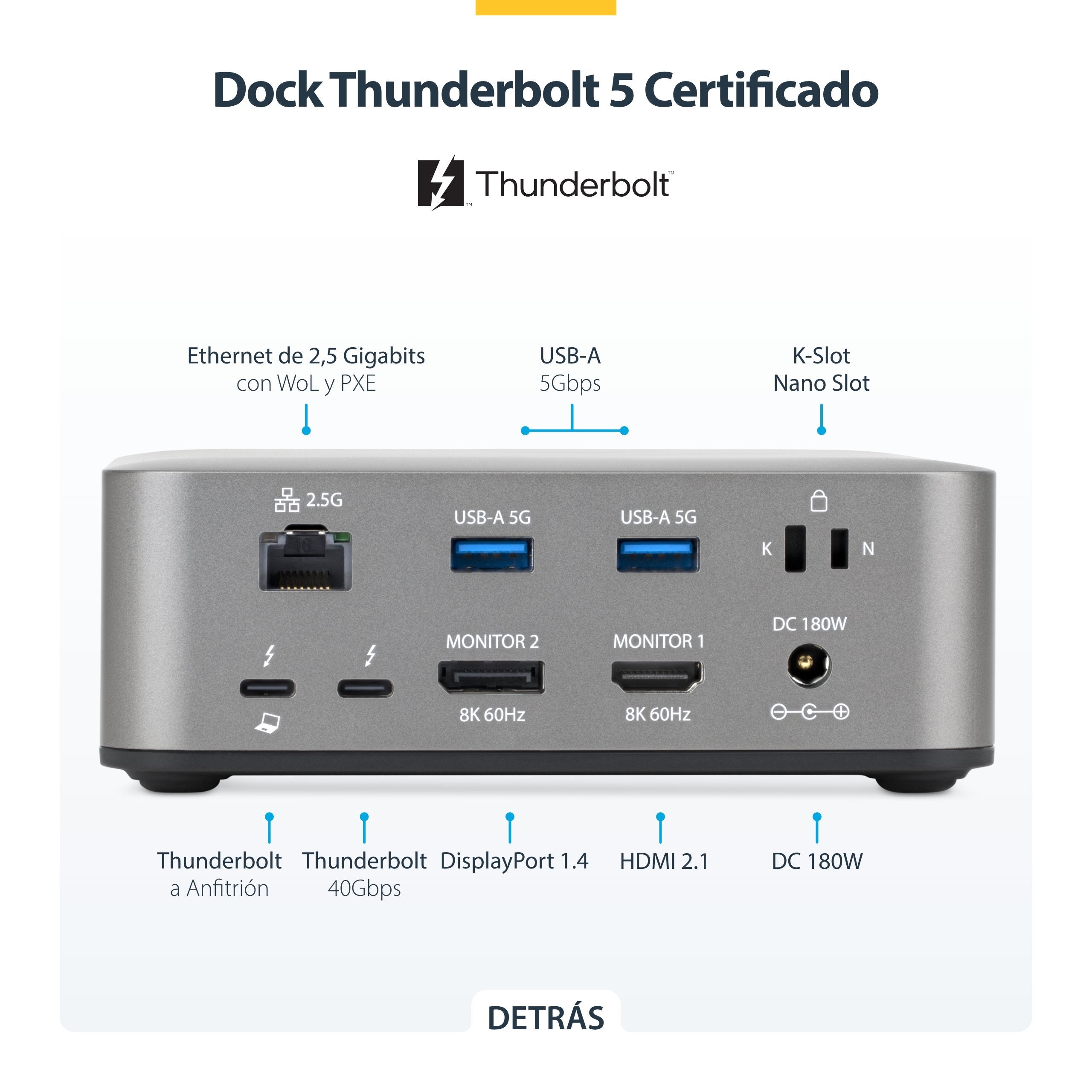 EAN 0065030923118 - StarTech.com 215UE-TB5USB4DOCK base para portátil y replicador de puertos Alámbrico Gris imagen 6