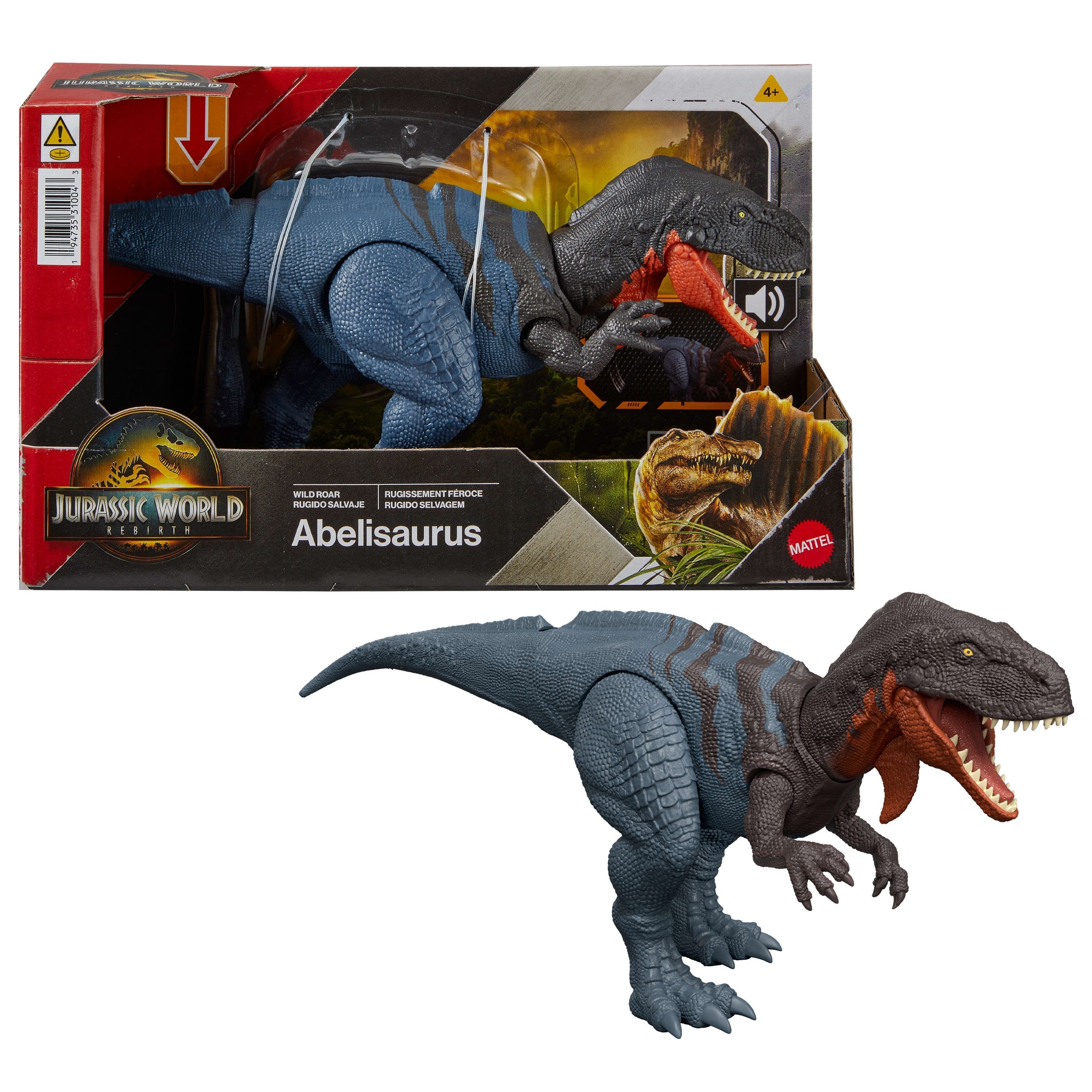Mattel Jurassic World Wild Roar Abelisaurus Jgb91