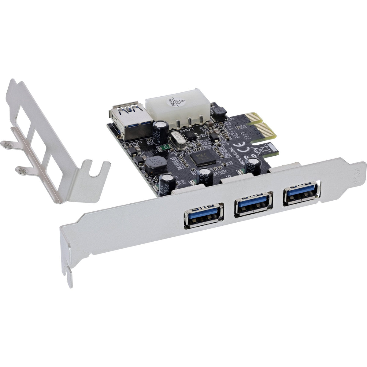Inline Pcie Tarjeta - 3x+1x Usb 3.2 Gen.1 - Molex Kompatibler 4-Pin Stromanschluss