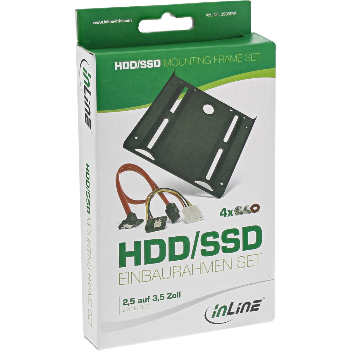 Inline Adaptador Hdd/Ssd Con Cable Sata Y Alimentación, Acodado, Con Tornillos