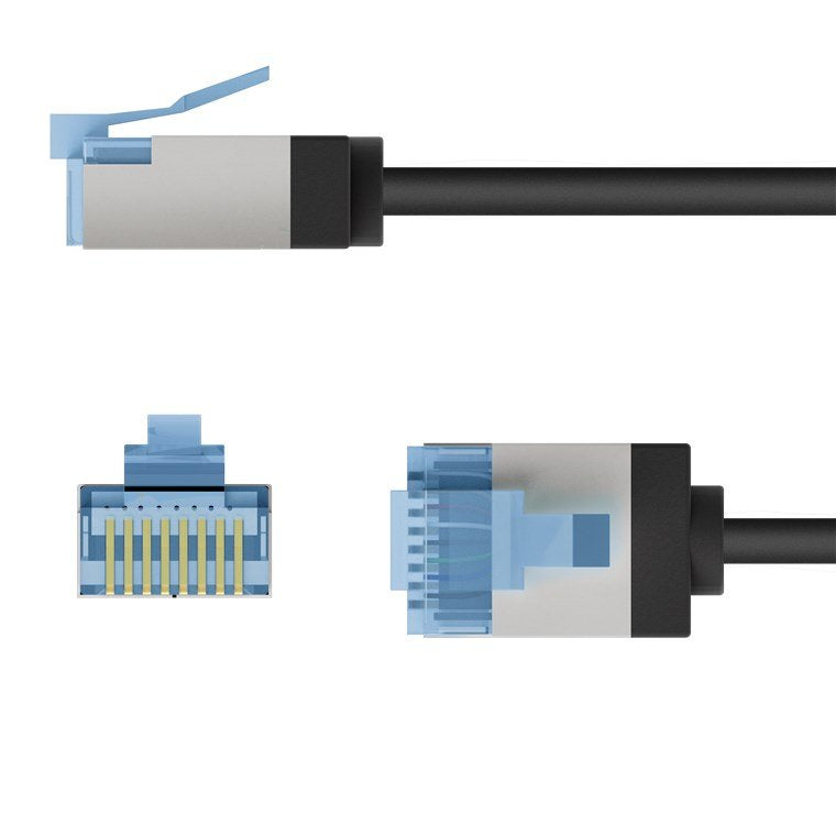 Goobay Cable Cat.6a Ultraflexible Delgado, U/Ftp Negro, 1 Metro, Conector Extracorto 74318