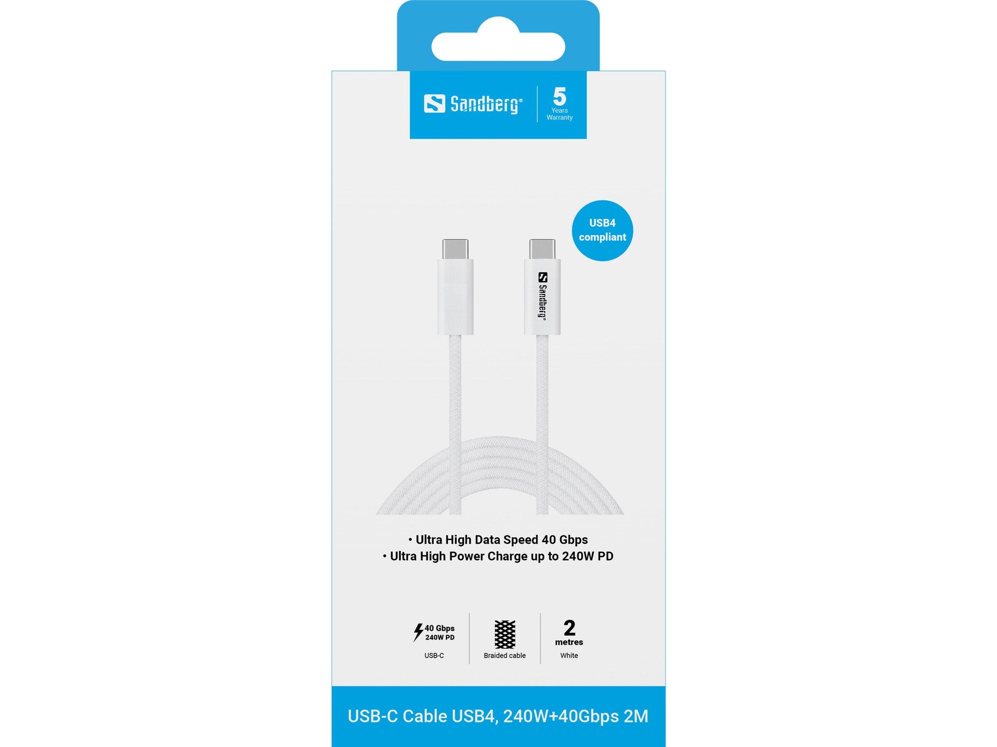 EAN 5705730136573 - Sandberg 136-57 cable USB USB4 Gen 3x2 2 m USB C Blanco imagen 2