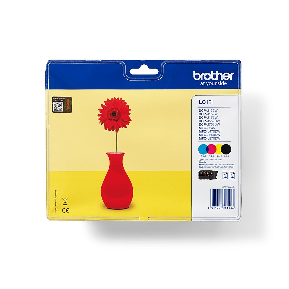 EAN 5014047566240 - Brother LC121VALBPDR cartucho de tinta 4 pieza(s) Original Negro, Cian, Magenta, Amarillo imagen 1