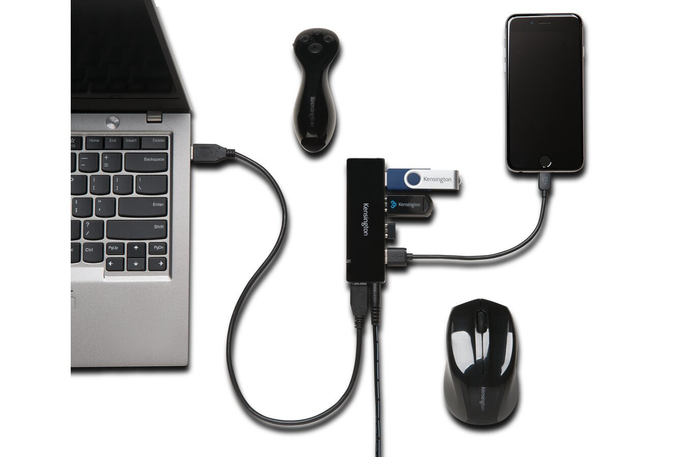 Kensington Cargador Y Hub Usb 3.0 De Cuatro Puertos Uh4000c