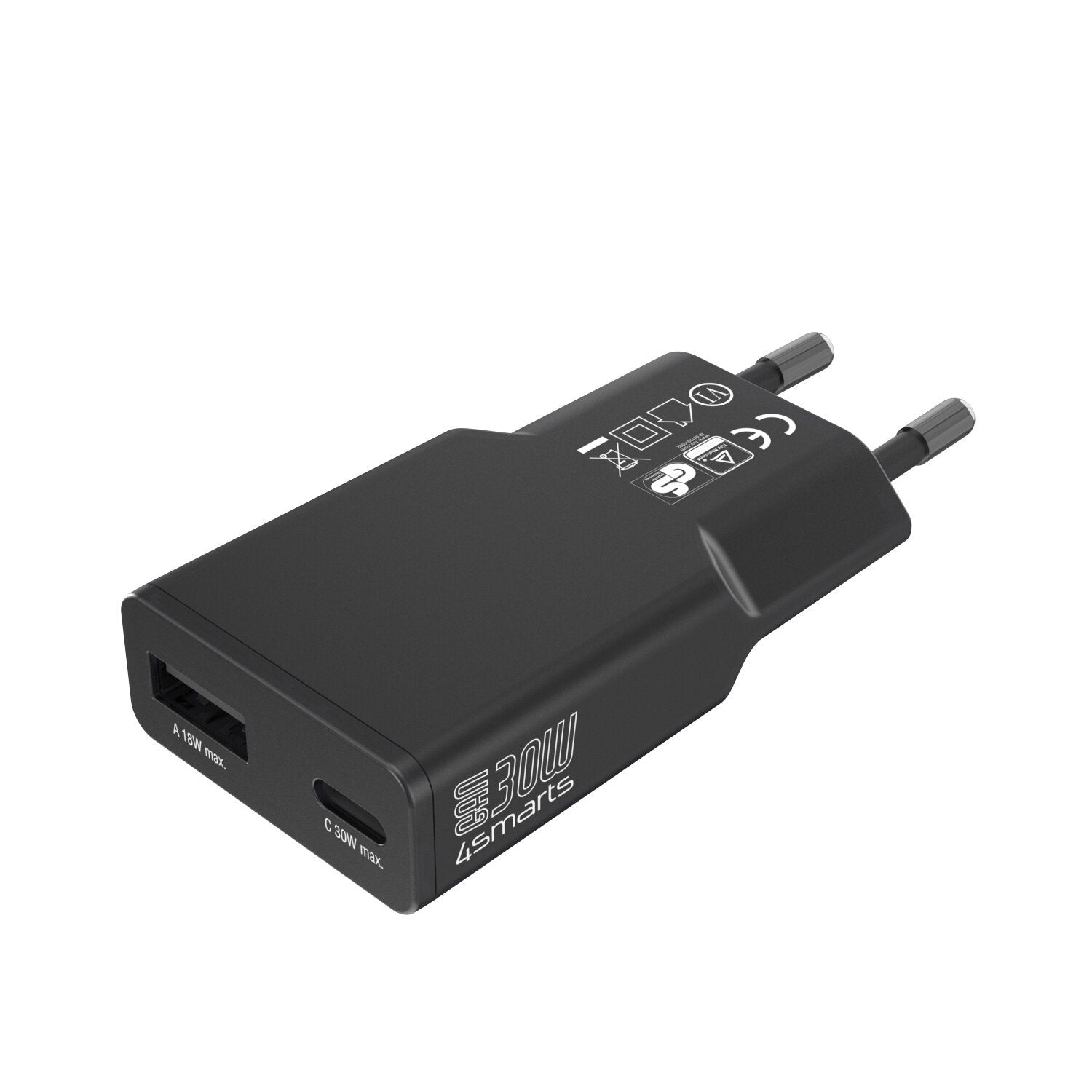 4smarts Cargador De Pared Pdplug Slim Duos 30w Gan 1c+1a, Negro