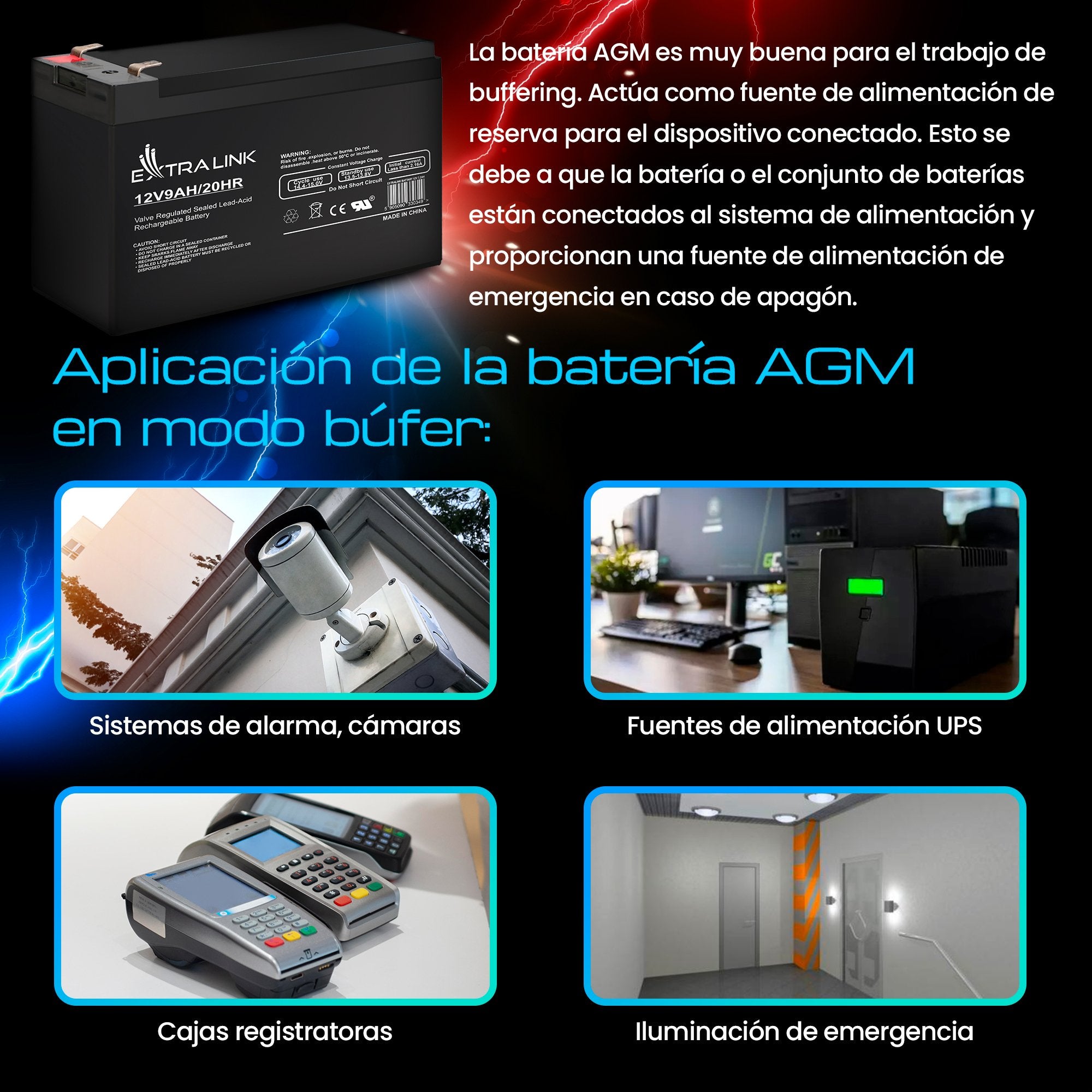 Extralink Akumulator Battery Accumulator Agm 12v 9ah Sealed Lead Acid (Vrla)