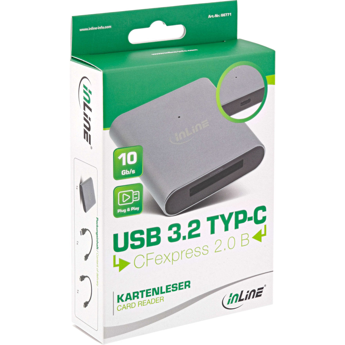 Lector De Tarjetas Inline Usb 3.2 Usb Type-C O Usb A, Para Tarjetas Cfexpress Type-B
