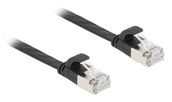 Delock Rj45 Flachband Cable De Red Stecker Zu Stecker Cat.6a U Ftp 5 M Schwarz