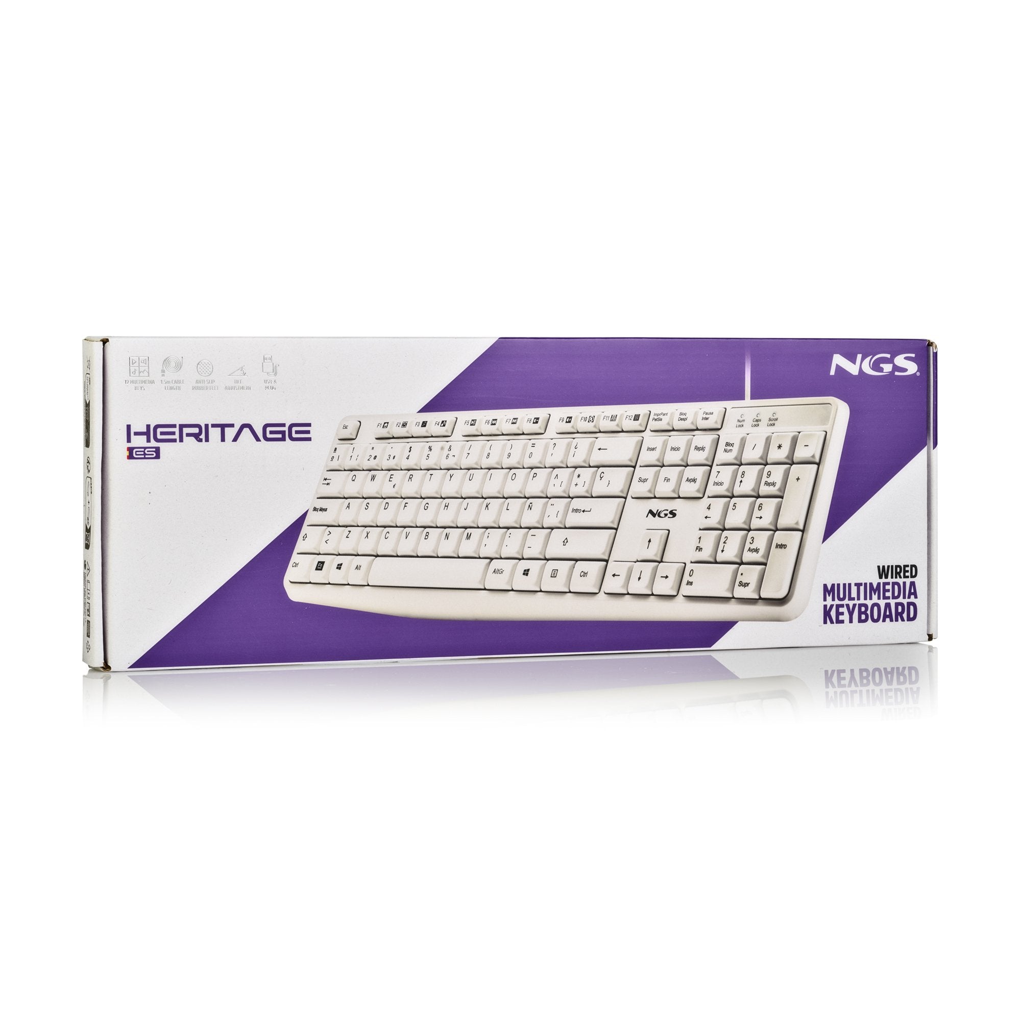 EAN 8435430628319 - NGS HERITAGE teclado Universal USB QWERTY Español Blanco imagen 6