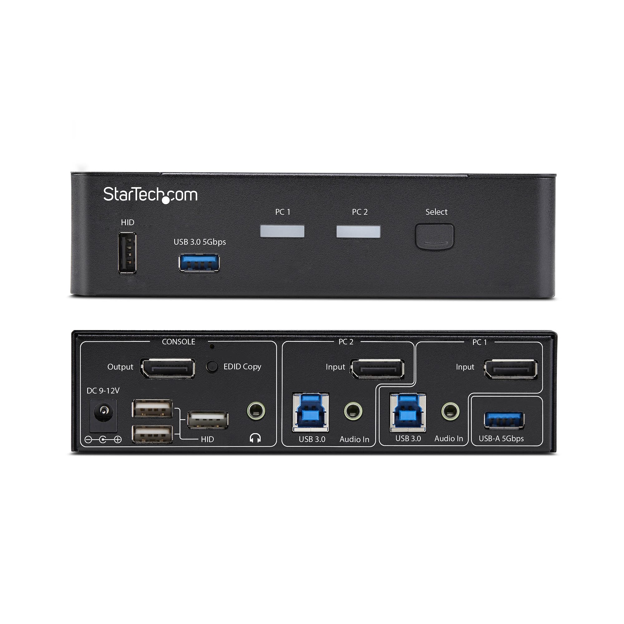 Startech.Com 2-Port Displayport Kvm Switch 4k 60hz Dp 1.2 Hdcp 1.4 Edid Management 2-Port Usb 3.0 Hub Dp Kvm Umschalter