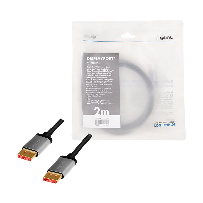 EAN 4052792062076 - LogiLink CDA0105 cable DisplayPort 2 m Negro, Gris imagen 4