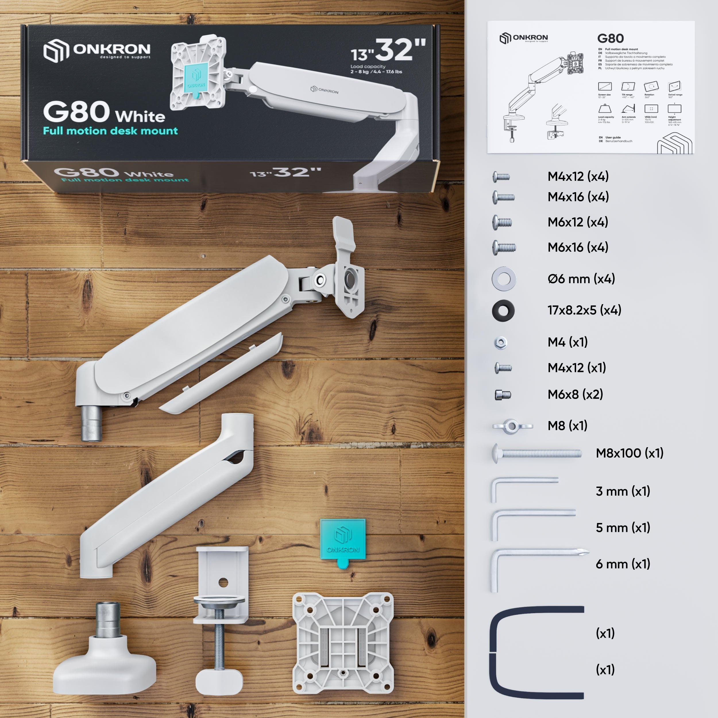 EAN 4603728440712 - ONKRON G80 81,3 cm (32") Escritorio Blanco imagen 2