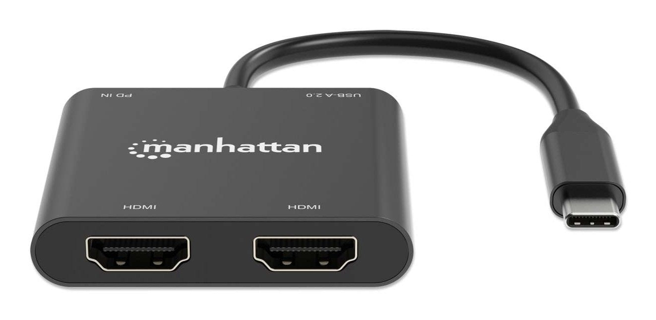 Manhattan Usb-C Pd A Dual-Hdmi-Monitor-Adaptador 4k 60hz