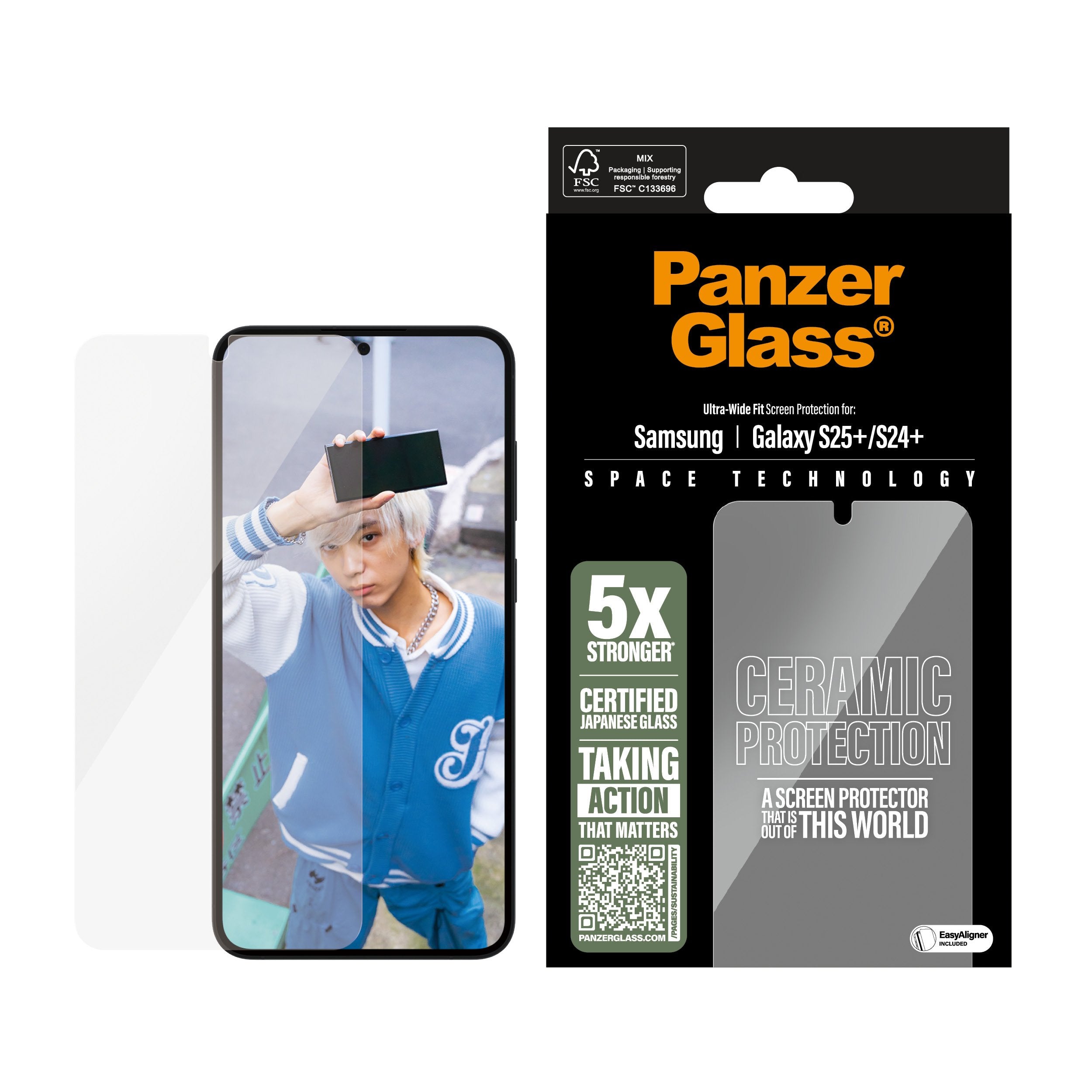 EAN 5715685017438 - PanzerGlass ® Ceramic Screen Protector Samsung Galaxy S25+ | S24+ | Ultra-Wide Fit w. EasyAligner Protect imagen 2