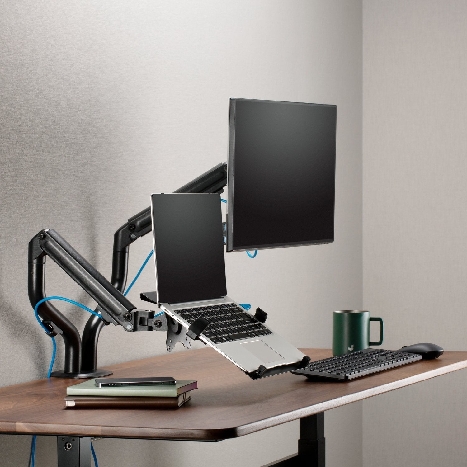 Aisens Soporte De Mesa Contrapeso Giratorio E Inclinable Para Portatil Y Monitor / Tv 8kg De 17-32" - Negro