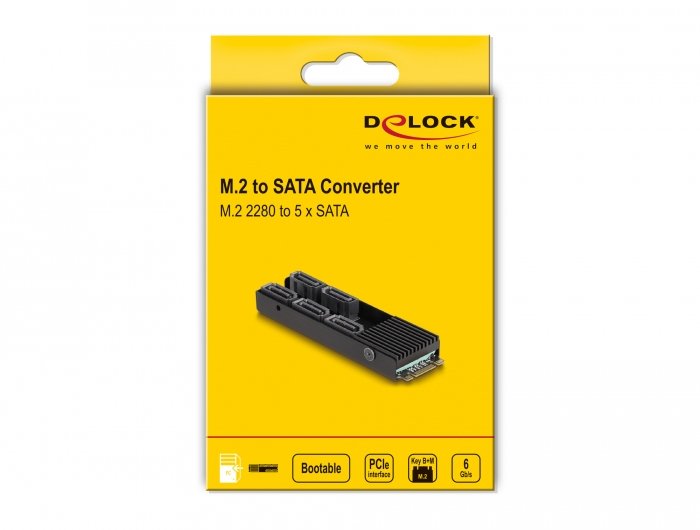 Delock Convertidor M.2 2280 Key B+M Macho A 5 X Sata Con Kühlkörper