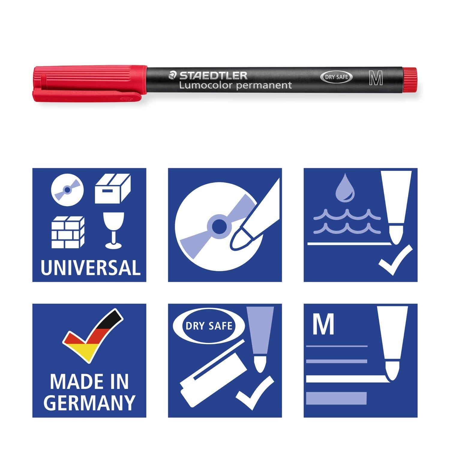 Staedtler Lumocolor 317 Pack De 6 Rotuladores Permanentes - Punta Media Redonda - Trazo 1mm Aprox - Capuchon Con Clip - Secado Rapido - Colores Surtidos