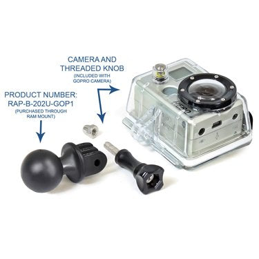 Ram Mounts Rap-B-202u-Gop1 Adaptador Universal Para Cámara Deportiva, Negro