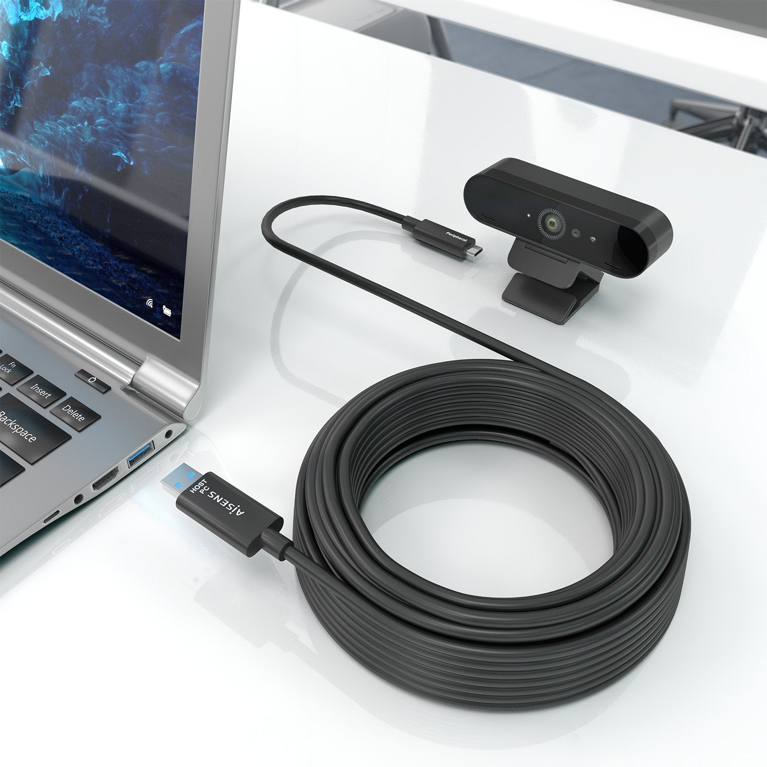 Aisens Cable Usb3.2 Gen2x1 10gbps Aoc Solo Datos, Usb-A/M-Usb-C/M, Negro, 40m