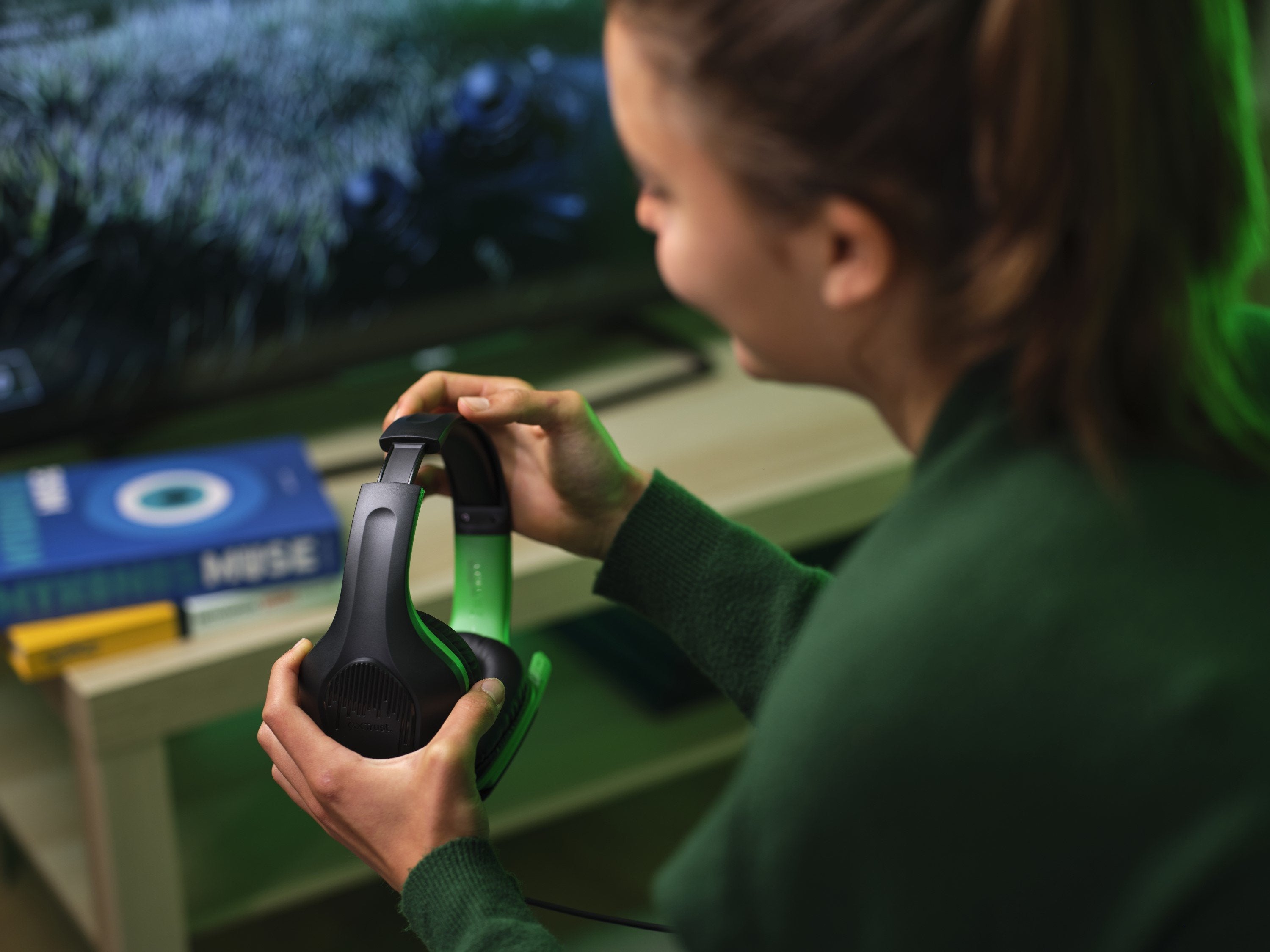 Auriculares Gaming Con Micrófono Trust Gaming Gxt 415 Zirox Xbox Jack 3.5 Verdes