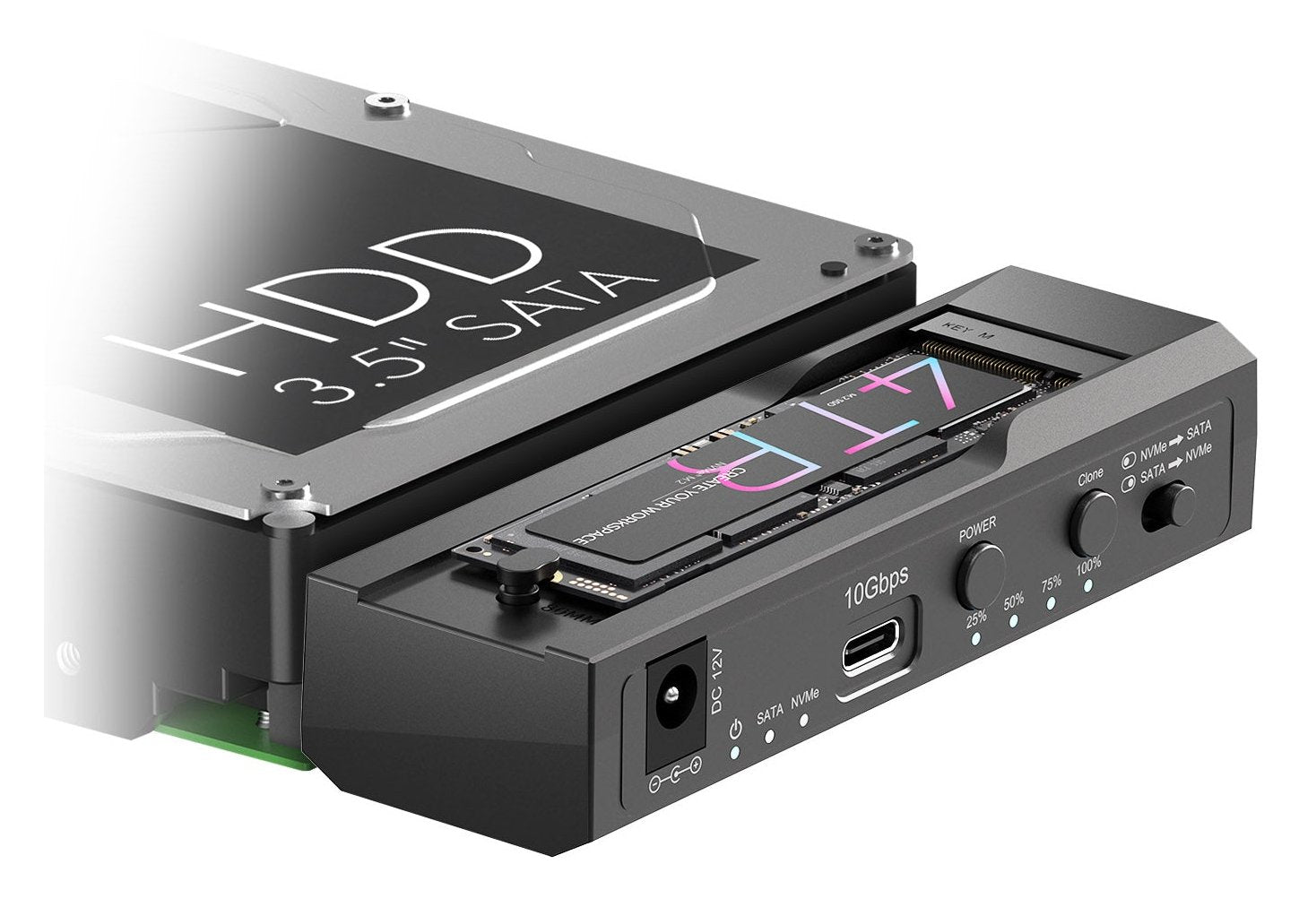 Icy Box Clone And Dockingstation For M.2 Nvme And 2.5'' 3.5'' Hdd Ssd 2-Bay