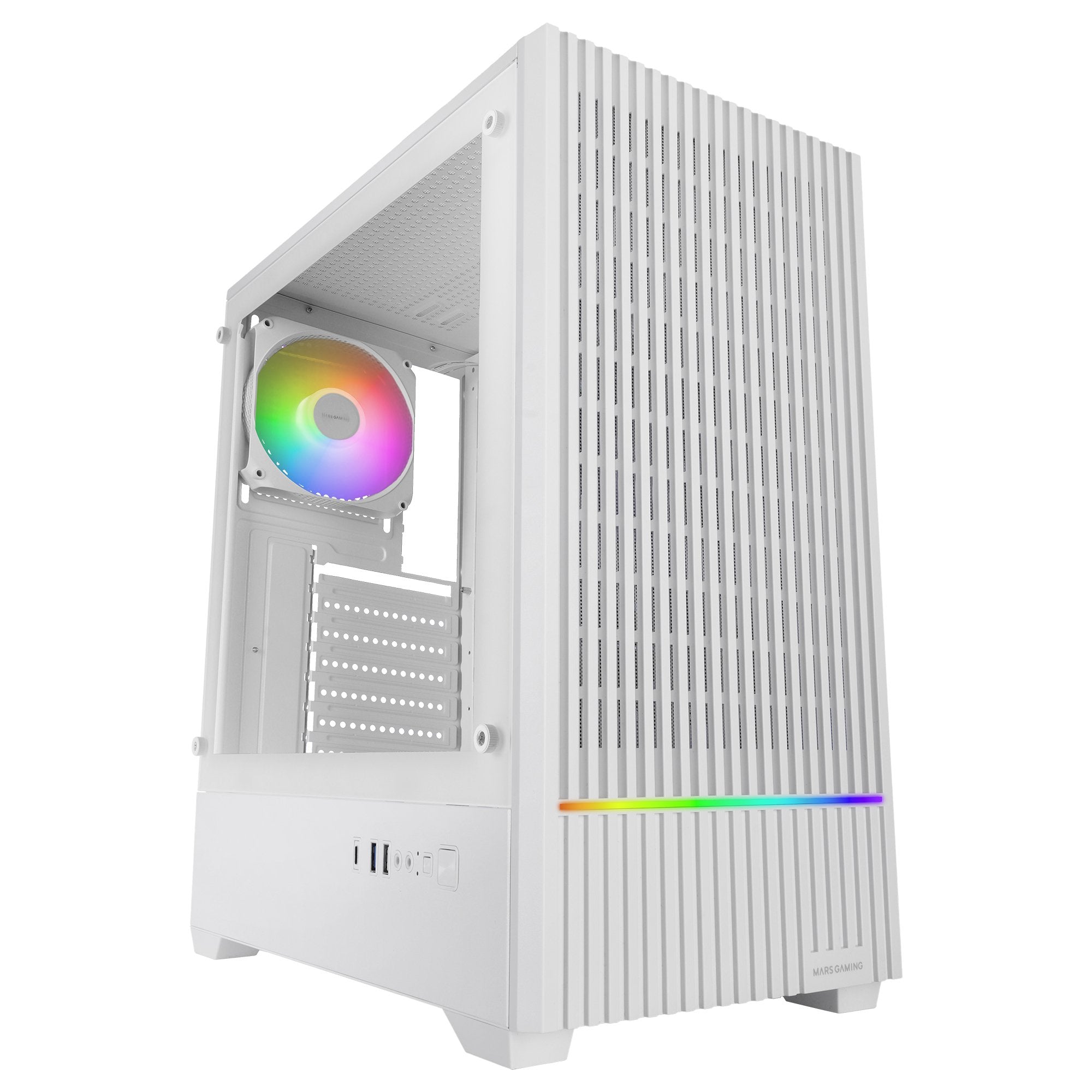Caja Pc Atx Semitorre Mars Gaming Mc-Quantum Doble Cristal Templado Argb Gpu 335mm Blanco