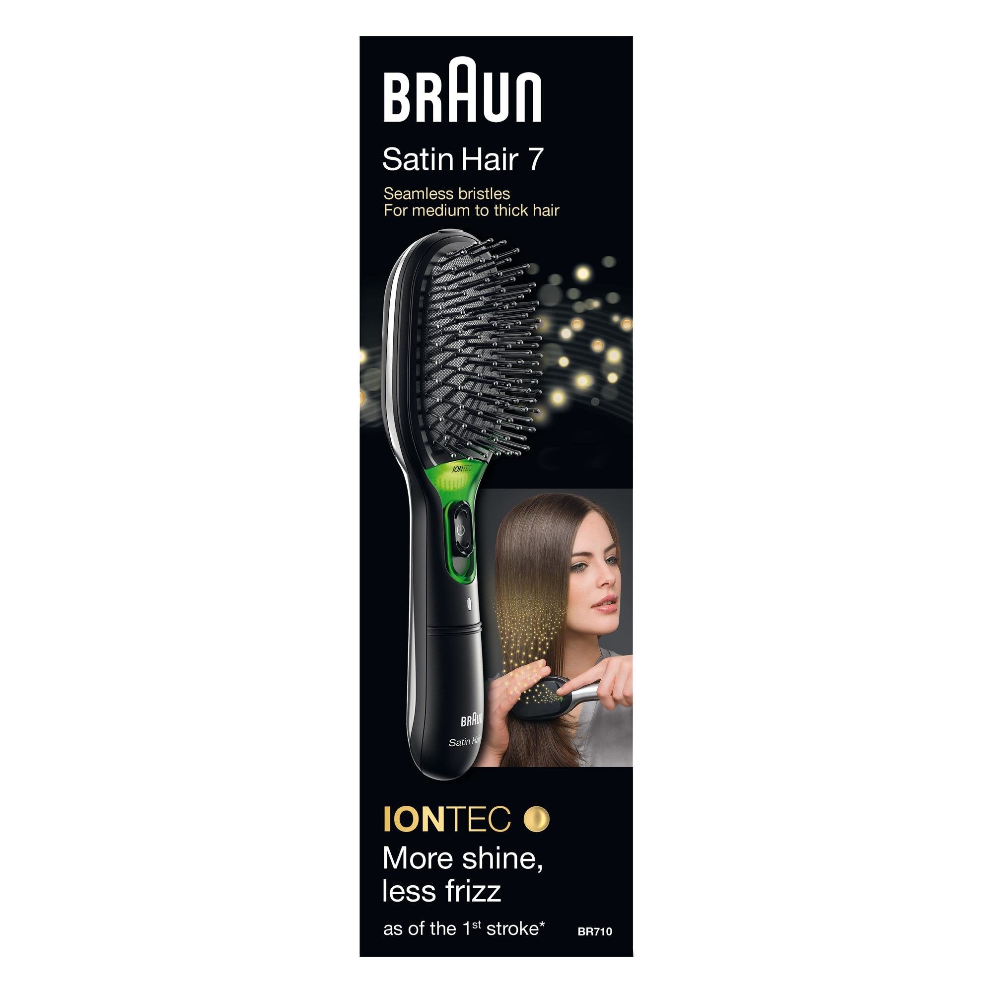 Cepillo Alisador Para El Pelo Braun Satin Hair 7 Iontec Br710e Iónico Negro Y Verde
