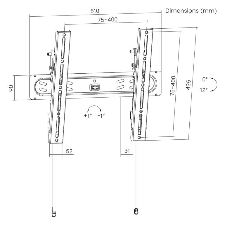 EAN 8716309135320 - Gembird WM-65T-PRO-01 soporte para TV 165,1 cm (65") Negro imagen 5