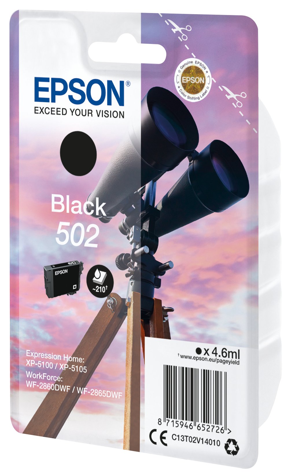 Epson Singlepack Black 502 Ink  Cartucho De Tintapara Expression Home Xp-5100, Workforce Wf-2860