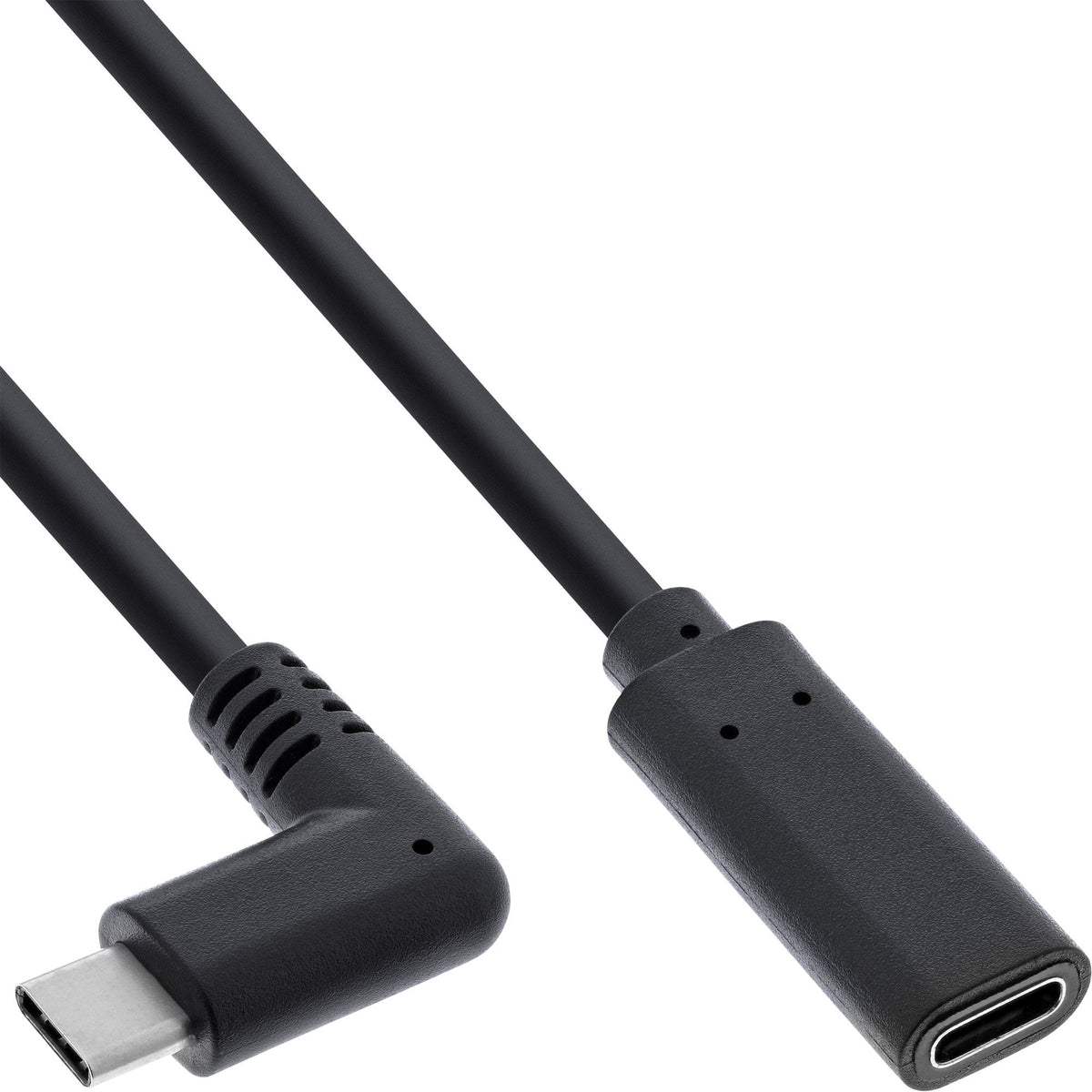 Cable Inline Usb 3.2, Tipo C Macho En Ángulo A Hembra, Negro, 0,5 M