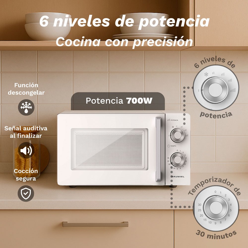 EAN 8426156018942 - Grunkel MW-20MG microondas Blanco Solo microondas Encimera 20 L 700 W imagen 5