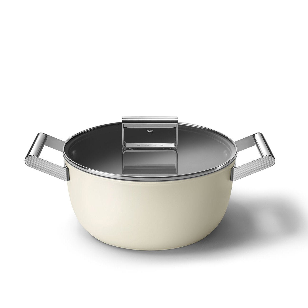 Smeg Csf2412crm Kasserolle, 24 Cm, Keramik, Edelstahlgriff, Cremefarben Matt
