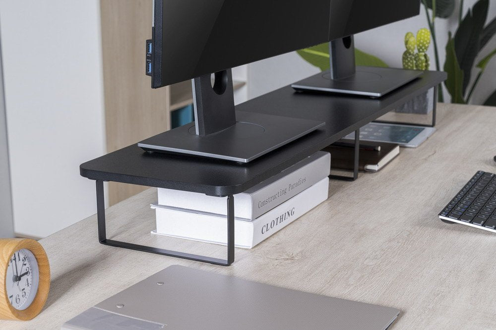 Gembird Ms-Table2-01 Soporte De Monitor Para 2 Monitores (Rectángulo Largo) Negro