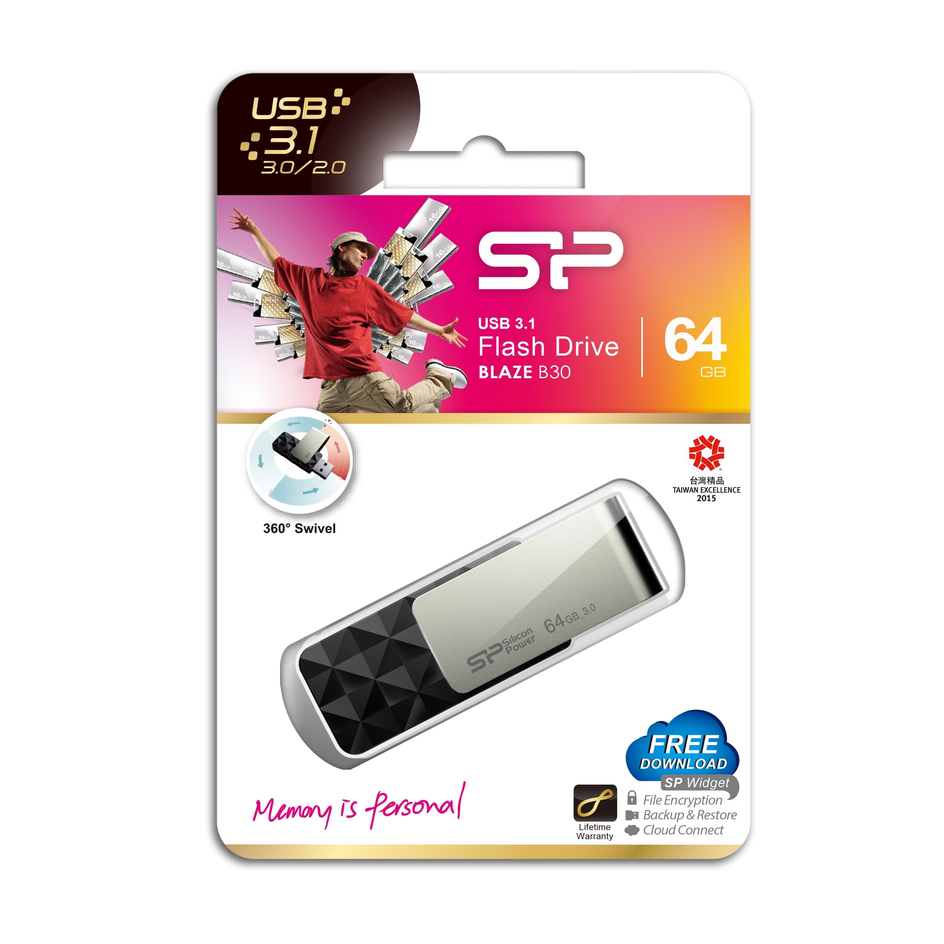 Pendrive Silicon Power Blaze B30 Usb 3.1 64gb Negro