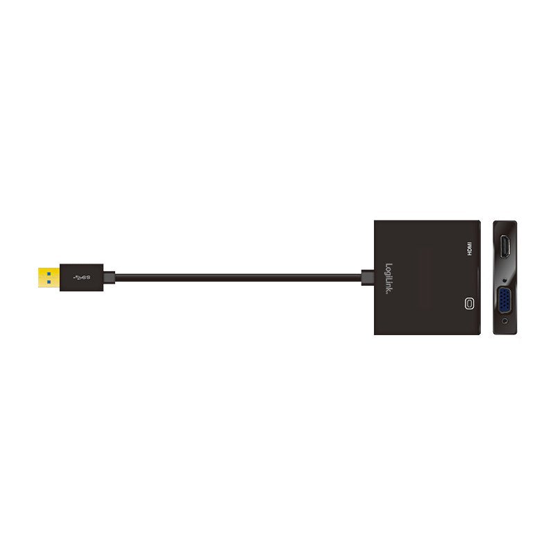 Logilink Ua0234 Adaptador De Cable Usb 3.0 Vga/Hdmi Negro