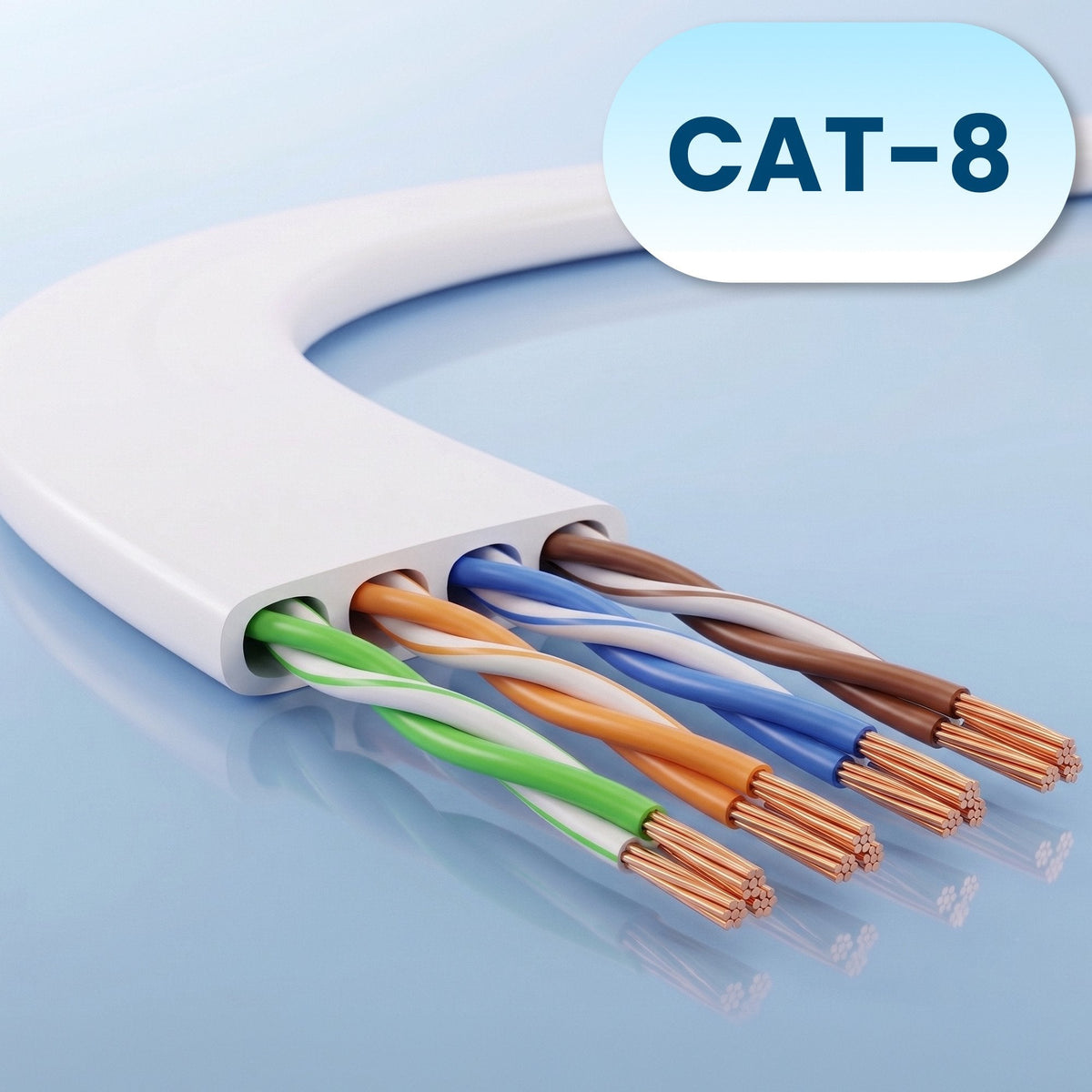 Extralink Lan Patchcord Cat.8 U Ftp 20m 40g Flat Shielded Foiled Twisted Pair Bare Copper White