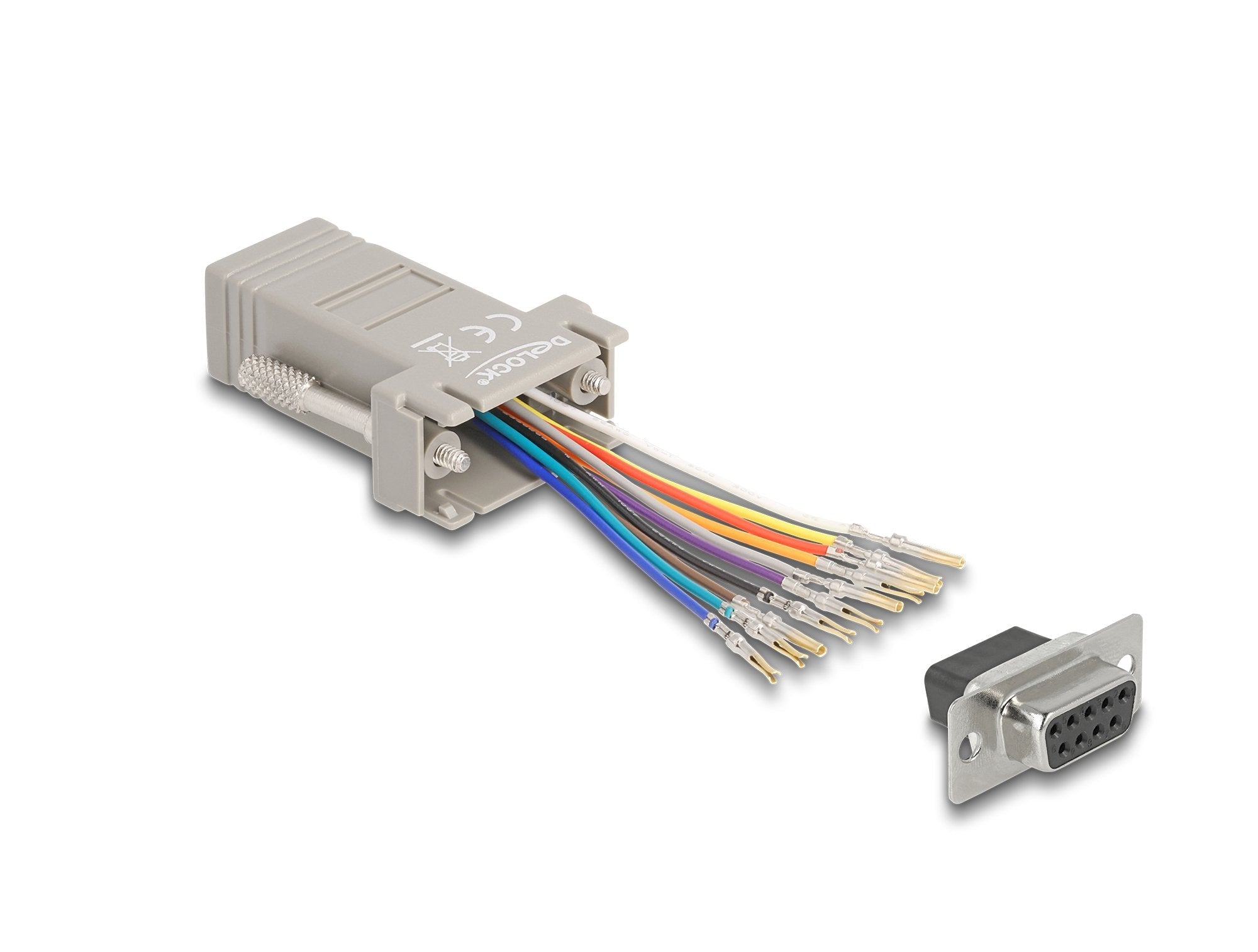 Delock Kit De Montaje De Conector Hembra D-Sub De 9 Pines A Conector Hembra Rj50, Gris