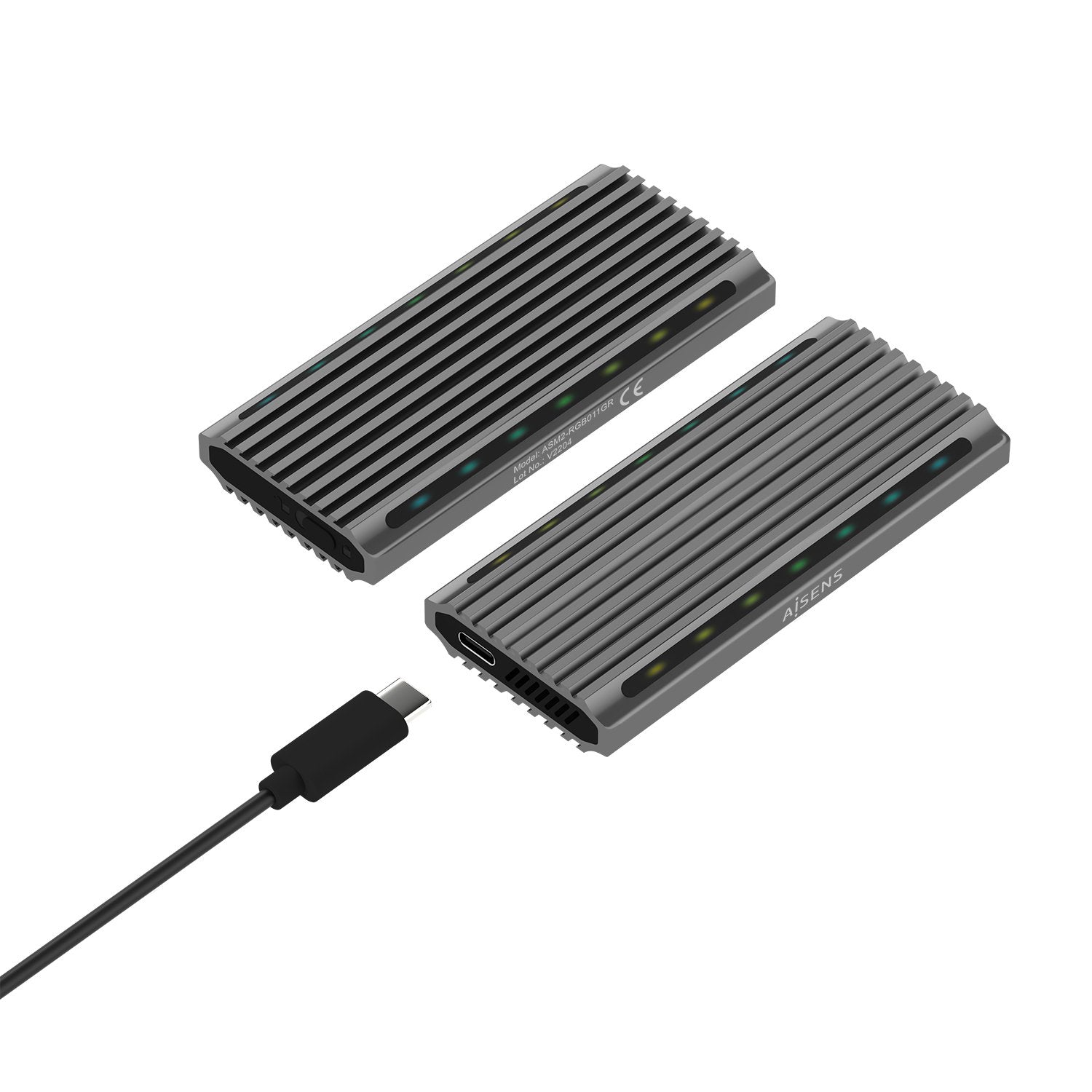 Aisens Caja Externa Para Disco Duro Ssd M.2 Sata Nvme Usb 3.2 Gen2  Sin Tornillos Asm2-Rgb011gr