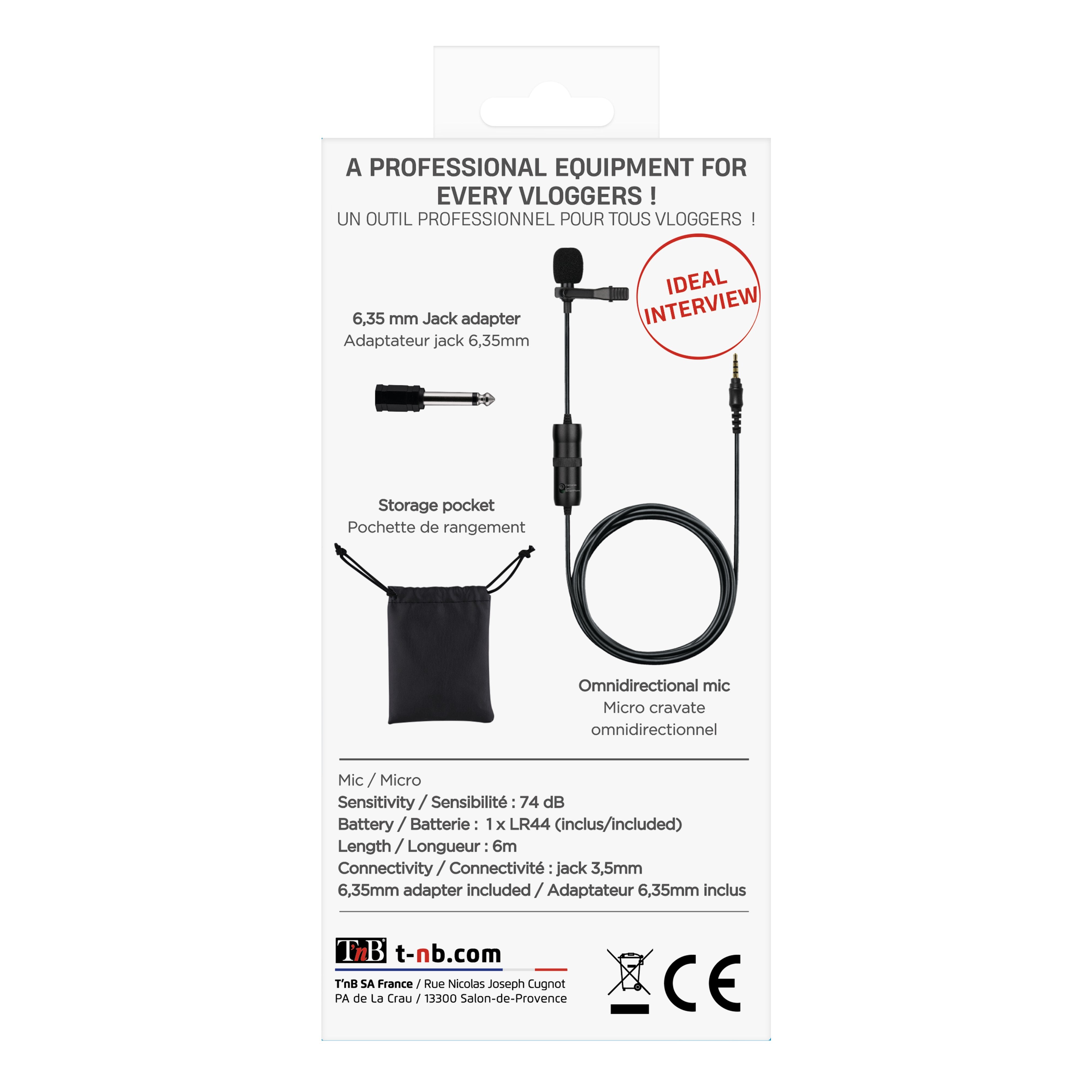 EAN 3303170100158 - T'nB INLAPMIC2 micrófono Negro Micrófono con pinza de enganche imagen 2