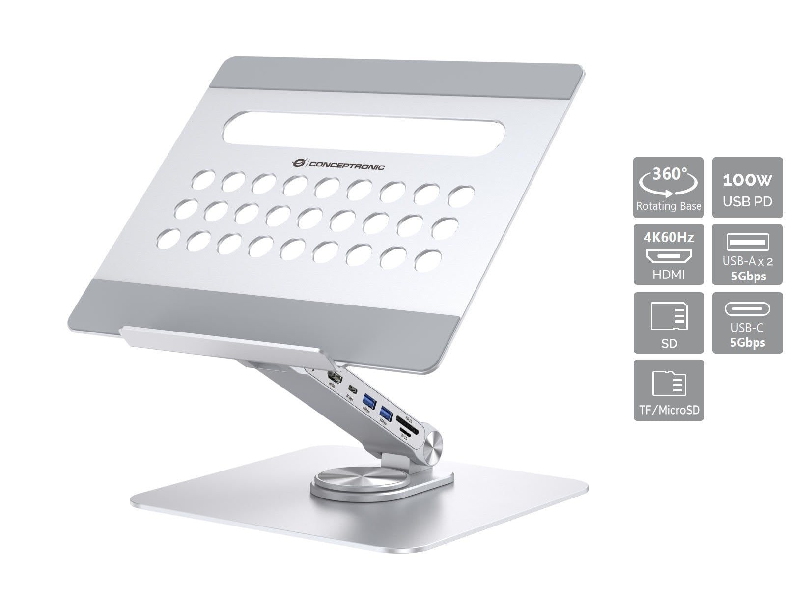 EAN 4015867236789 - Conceptronic DONN27G soporte para ordenador portátil Plata imagen 2
