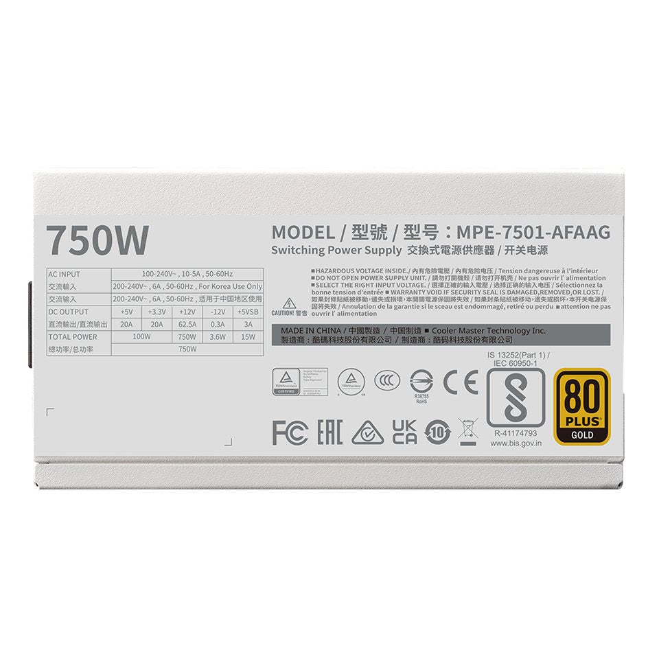 Cargador Mwe Gold 750 V2 Atx 3.1 80+ Gold Bialy