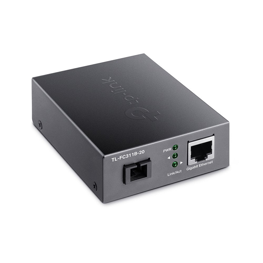 Tp-Link Convertidor De Fibra Fc311b-20  Single-Mode Gigabit Bidireccional De 1p Rj45 10/100/1000 A 1p Sc Port Gigabit Cobertura 20km