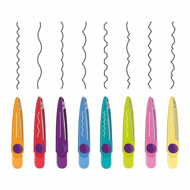 Milan Tijeras Ambidiestros Corte En Zig Zag Simétricas 8 Hojas Intercambiables C/Surtidos -Blister-