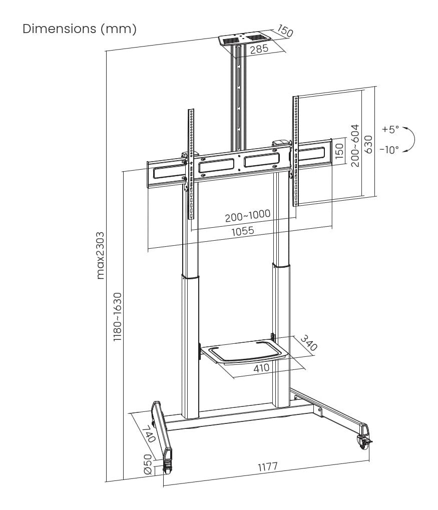 EAN 8716309135023 - Gembird TVS-100T-03 soporte para TV 2,54 m (100") Negro imagen 5