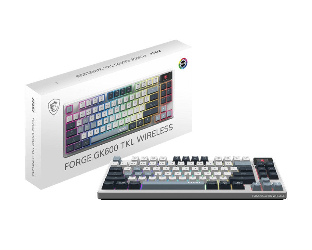 EAN 4711377284134 - MSI FORGE GK600 TKL WIRELESS SKY teclado Juego USB + Bluetooth QWERTY Inglés del Reino Unido Azul, Blanco imagen 5