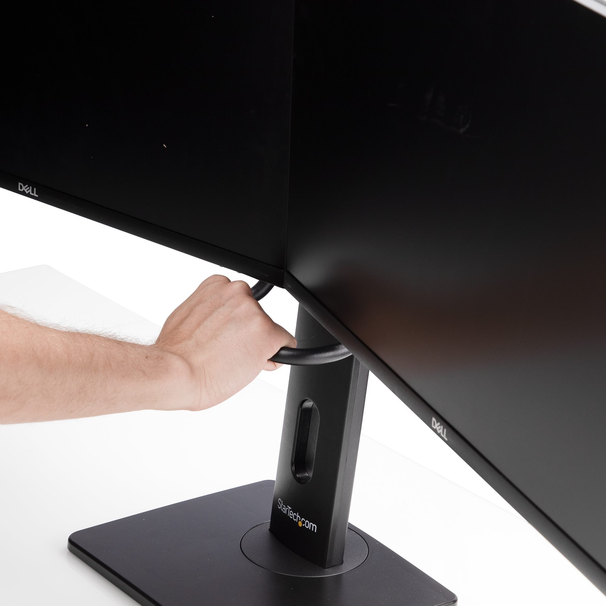 Startech.Com Crossbar Dual Monitor Desk Stand, Double 27inch Screens/Vesa Aufstellung - Für 2 Monitore - Negro
