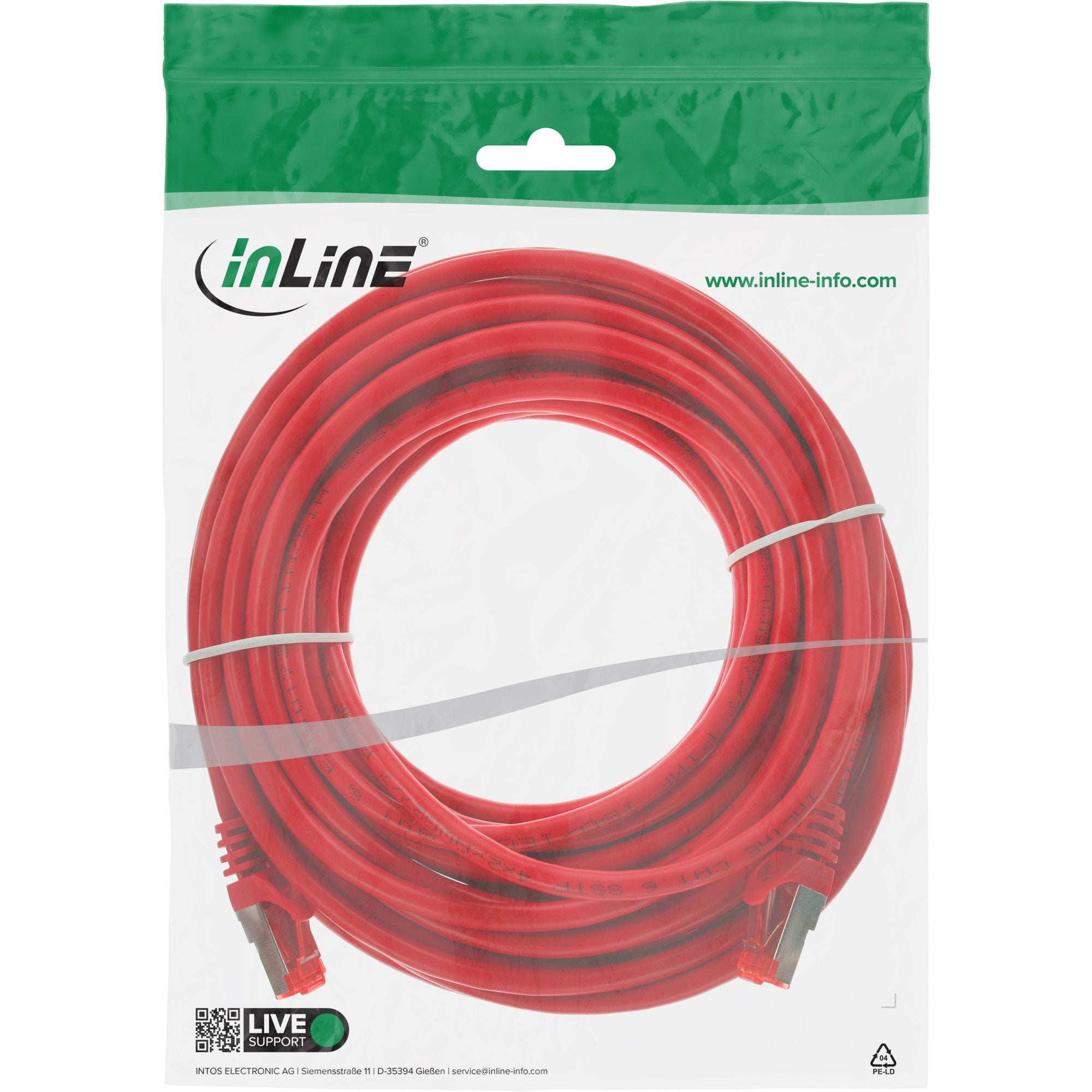 Cable De Red Inline S/Ftp Pimf Cat.6 250mhz Pvc Cca Rojo 10m